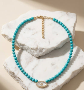 Opal Evil Eye Turquoise Necklace
