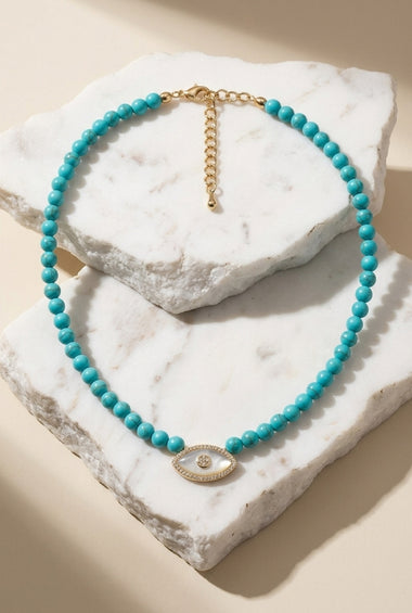 Opal Evil Eye Turquoise Necklace
