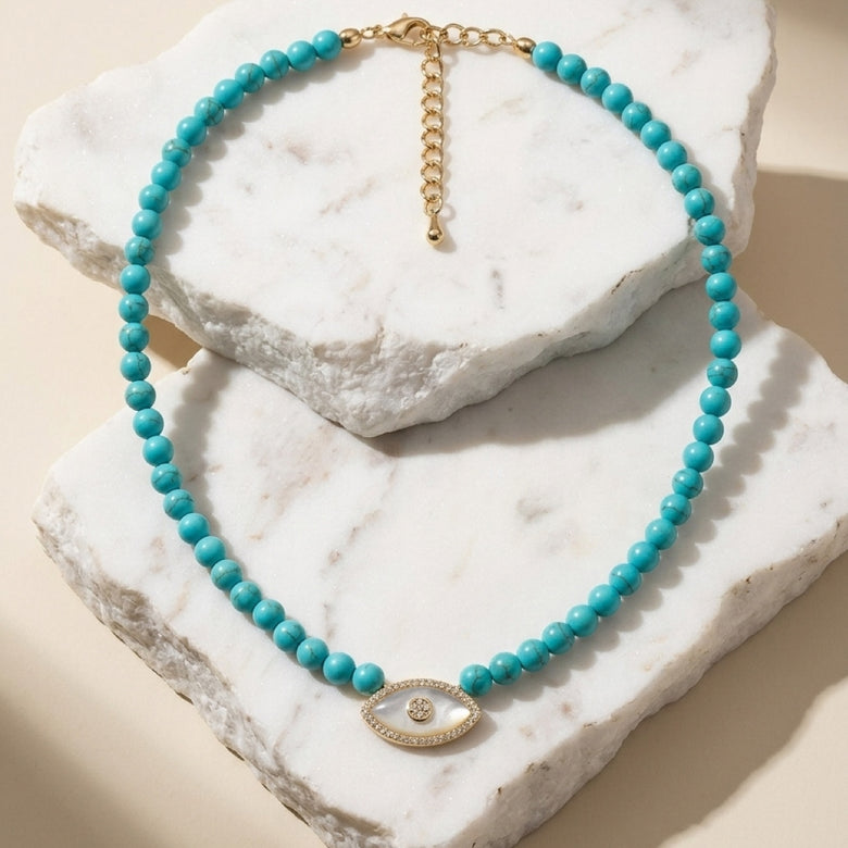 Opal Evil Eye Turquoise Necklace