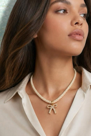 Satin Bow Ivory Sweetheart Necklace
