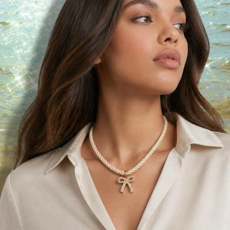 Satin Bow Ivory Sweetheart Necklace