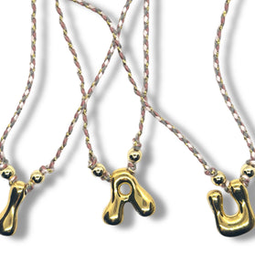 Gold Letter Macramé Choker Necklace