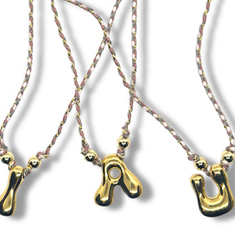 Gold Letter Macramé Choker Necklace