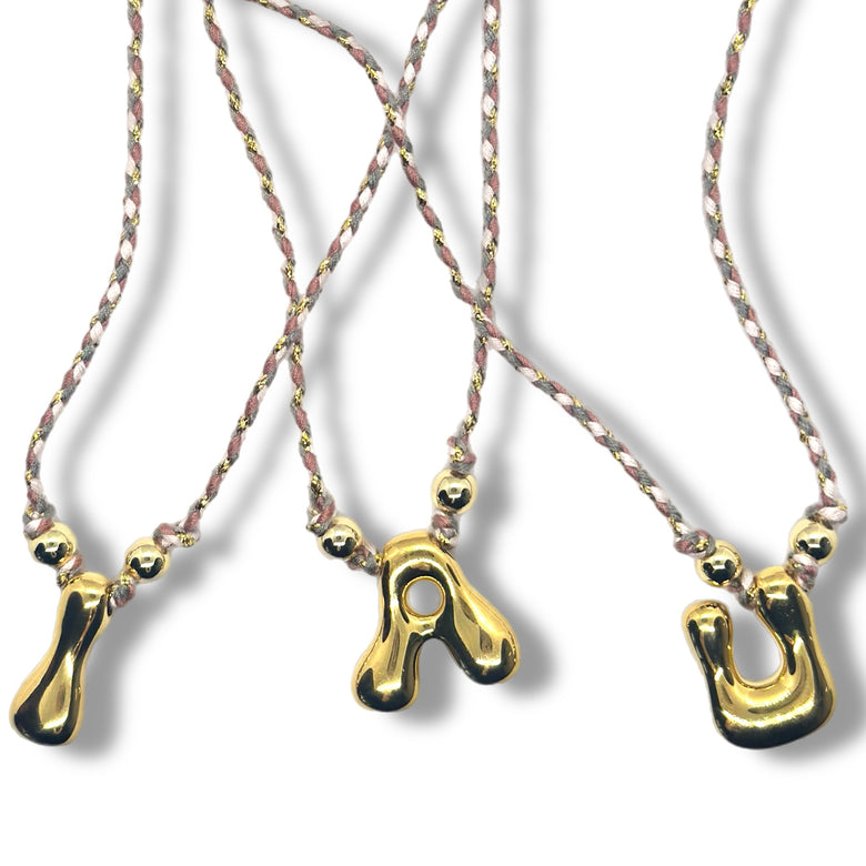 Gold Letter Macramé Choker Necklace