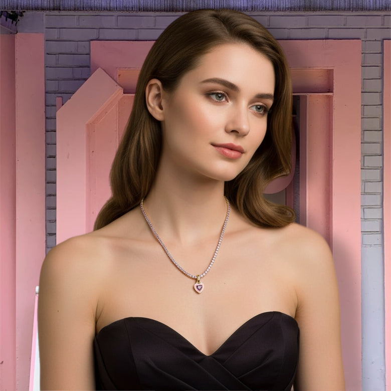 Amora Pink & Lilac Heart Necklace
