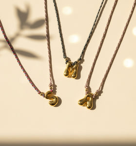 Gold Letter Macramé Choker Necklace