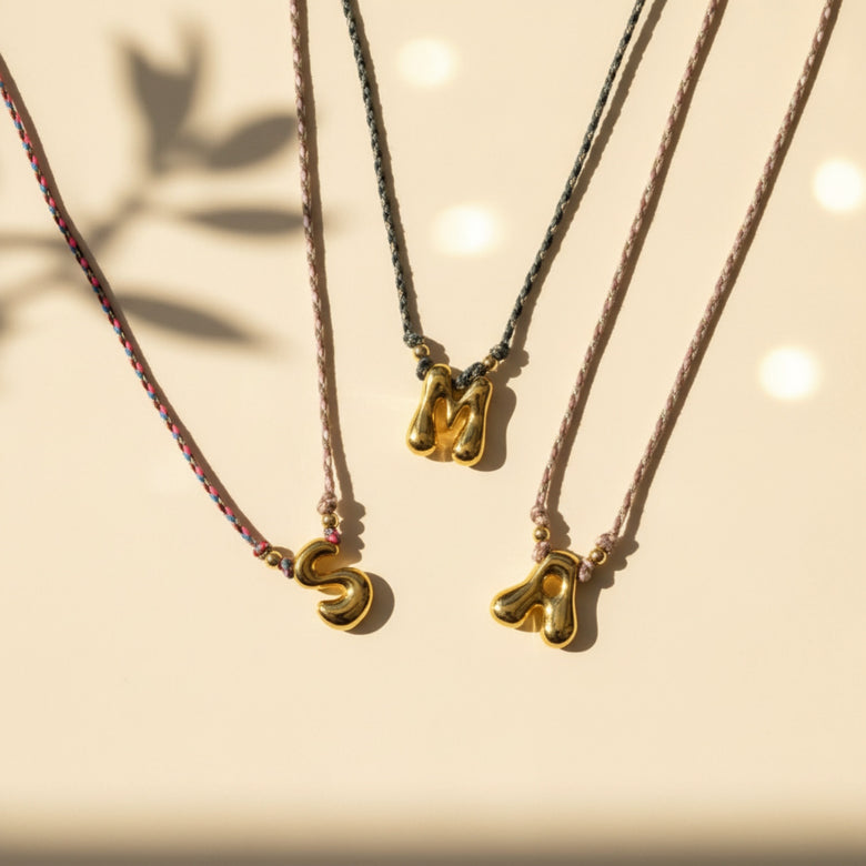 Gold Letter Macramé Choker Necklace