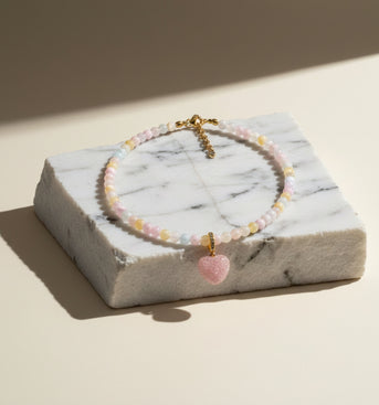 Pastel Heart Charm beaded Necklace