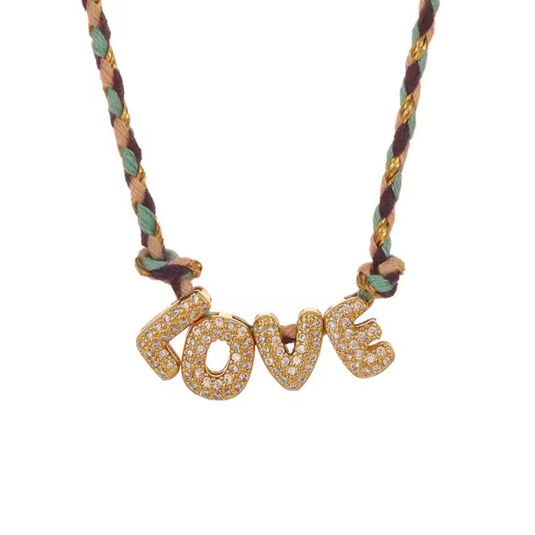 Macrame CZ Letter Necklaces