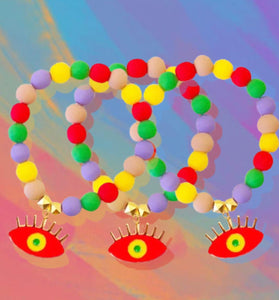 Pink Evil Eye Good Vibes Bracelet