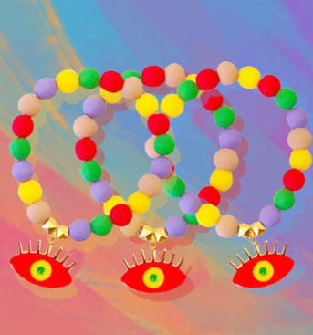 Pink Evil Eye Good Vibes Bracelet