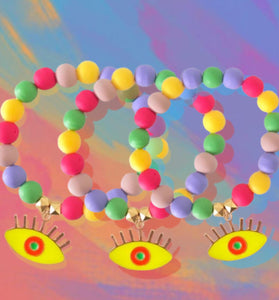 Yellow Evil Eye Good Vibes Bracelet