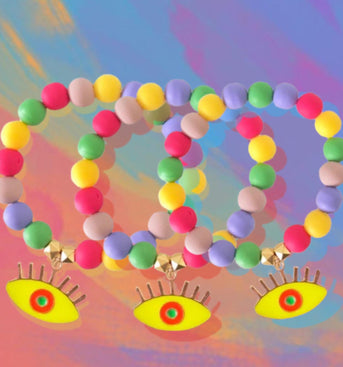 Yellow Evil Eye Good Vibes Bracelet